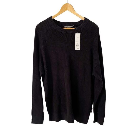 French Connection NWT Black USA Waffle Knit Cotton Crewneck Sweater - Picture 1 of 8